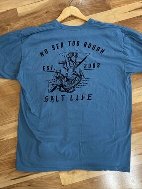 Salt Life Men's Blue Graphic Tee - No Sea Too Rough